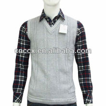 Veste sem mangas do sweater do argyle do algodão 13STC5088 para homens